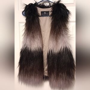 Tart Collections Black and Gray Faux Fur Vest
